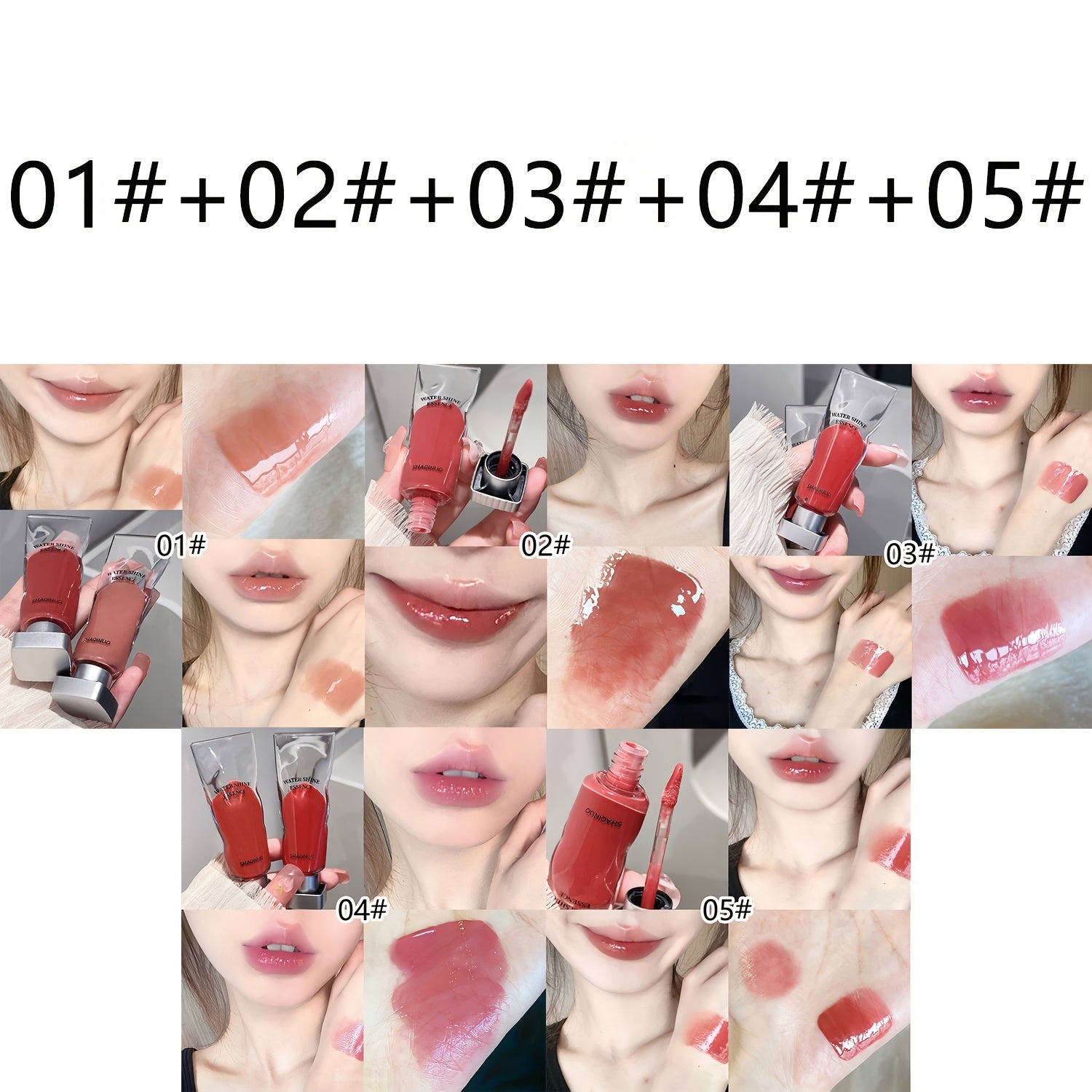 5pcs, Water Glow Essence Lip Gloss, Lightweight And Luminous Lip Gloss And Radiant, Jelly-Like Glass Lips, Mirror-Like Lip Shine, Comfortable And Non-Sticky, Moisturizing Lip Glaze, Holiday Gifts for Halloween, Christmas