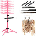 Braiding Hair Rack with Tray, 144 Pegs Height Adjustable Braiding Rack, 2-side Hair Extension Holder Hanger, Hair Stand with Stylist Hair Braiding Tools for Hair Salon Home Traveling