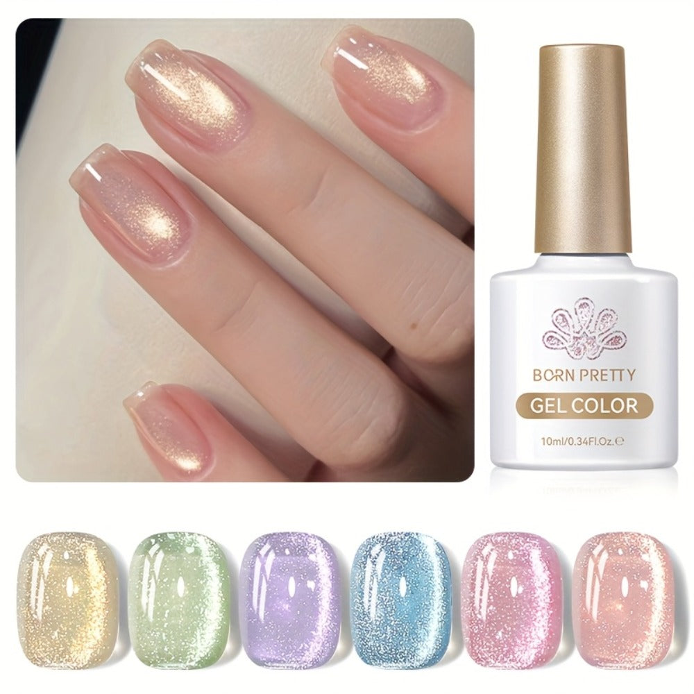 BORN PRETTY Cat Eye Gel Nail Polish 6PCS Flowing Series Magnetic 10ml Alcohol Free Soak Off LED UV - Long Lasting 30 Days DIY Salon Nail Art Set