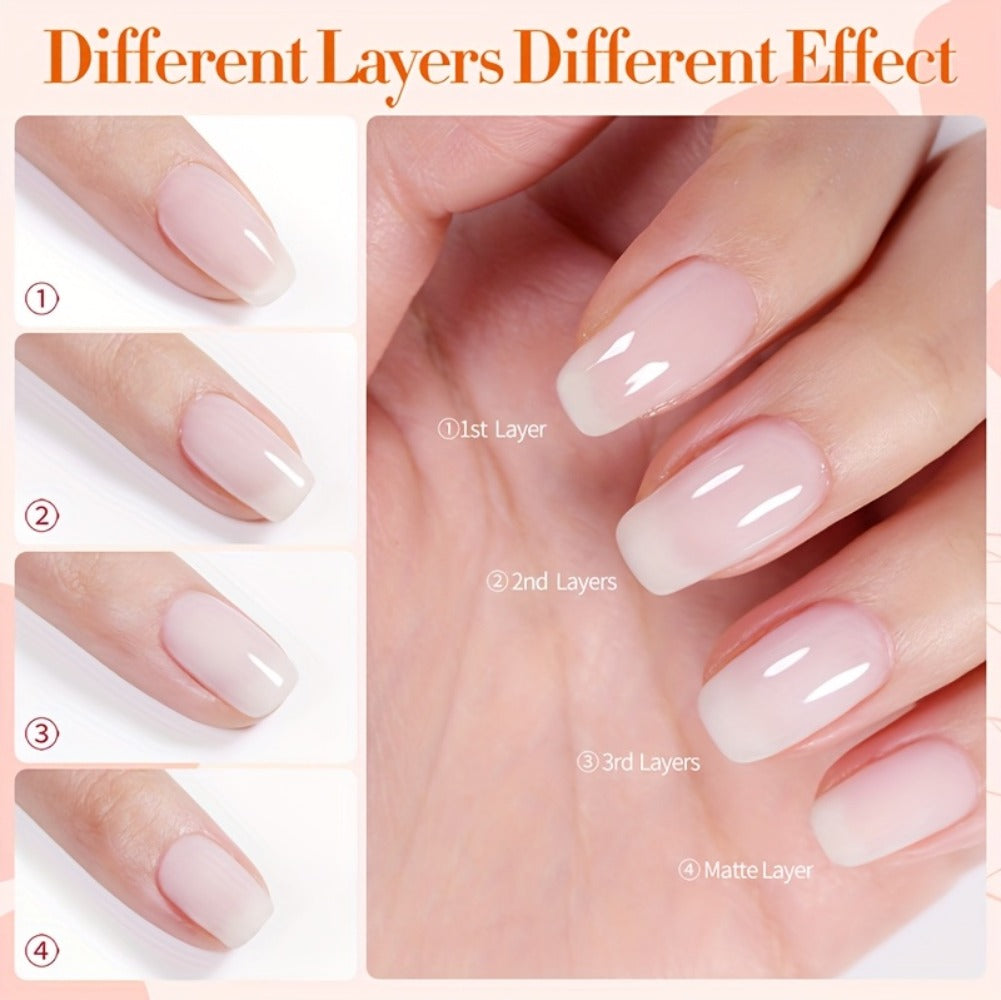 BORN PRETTY Milky White Jelly Nude Gel Nail Polish 0.34oz White Translucent Soak Off Gel Vernis Semi Permanent Need Light