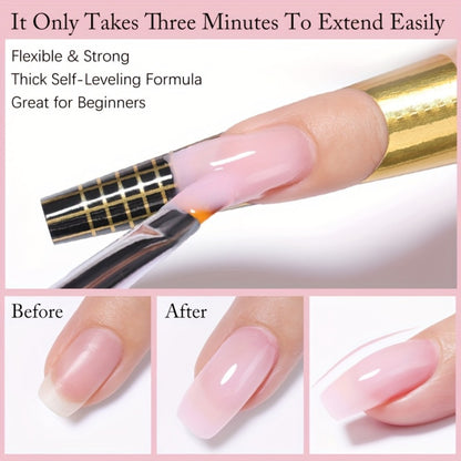 Hard Builder Gel 150g Jelly Self-Leveling Nail Extension Gel – Fast Building UV LED Smooth Finish, Salon Size for Nail Extensions Overlays Repairs, Professional & DIY Home Use Women