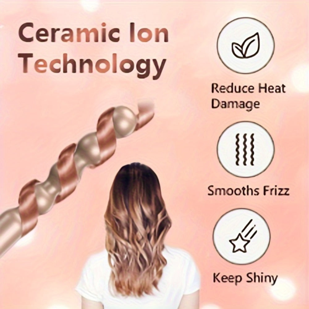 Curling Wand Set 5-in-1 — Ceramic Interchangeable Barrels 0.4”–1.25”, 30s Fast Heat, Dual Voltage Hair Curler Iron for Women, Long & Short Hair Styling with Heat-Resistant Glove