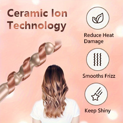 Curling Wand Set 5-in-1 — Ceramic Interchangeable Barrels 0.4”–1.25”, 30s Fast Heat, Dual Voltage Hair Curler Iron for Women, Long & Short Hair Styling with Heat-Resistant Glove