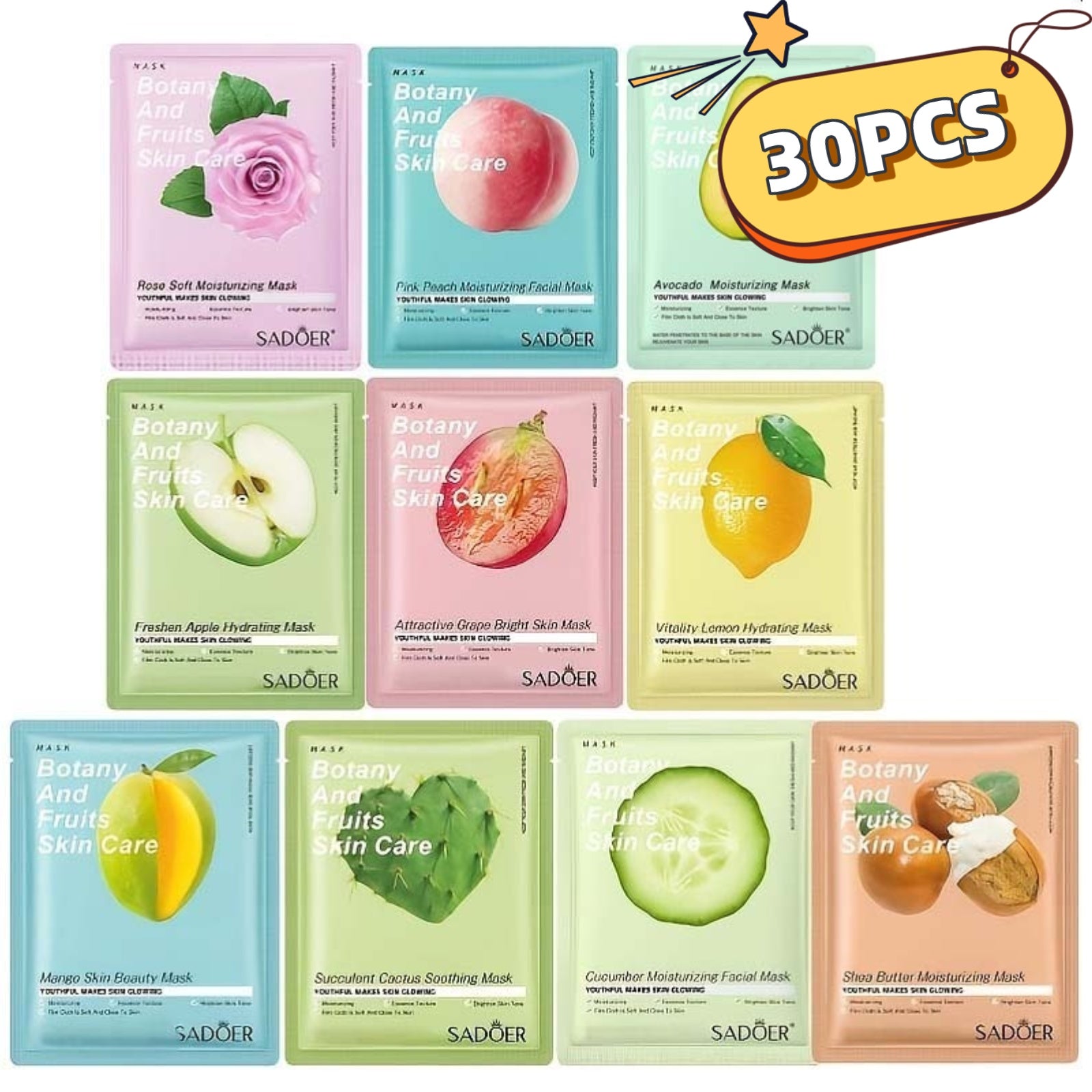 30 Masks Rich in Fruit And Rose Essence, Hydrating And Moisturizing in Winter, an Ideal New Year Gift for Besties, Friends And Mothers
