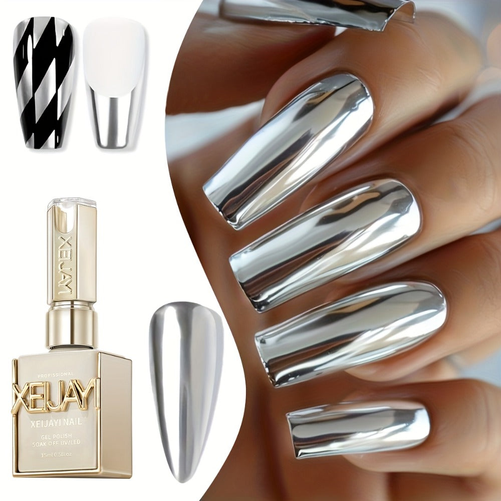 XEIJAYI Photo Frame Bottle Metal ---Latest Nail Art Product with High Density Edge Painting, Floral Color Painting, Platinum, Mirror Metal, Shiny Silvery, Strong And Durable, Ideal for Salon Nail Art And Nail Art Essentials