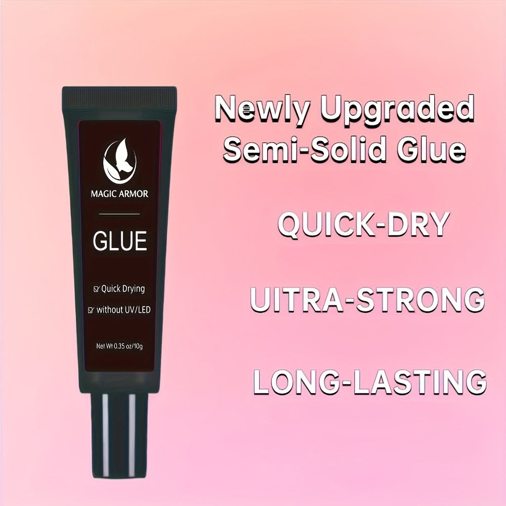 Nail Glue with Glue Remover Kit, Super Strong Nail Glue 10g, Suitable for Acrylic NailPressing, 10g Glue Can Remove False Nails, Strong Glue Remover, Nail Polish Nail Polish