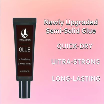 Nail Glue with Remover Kit Super Strong 10g for Acrylic Press-On False Nails - Long Lasting Nail Adhesive & Easy Glue Remover for DIY Salon Nail Art