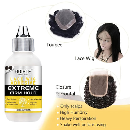 Lace Wig Glue Kit 10pcs Melting Spray Adhesive Remover Strong Hold Quick Dry No Residue for Beginners Wig Fixing Trimming Essential Tool Set