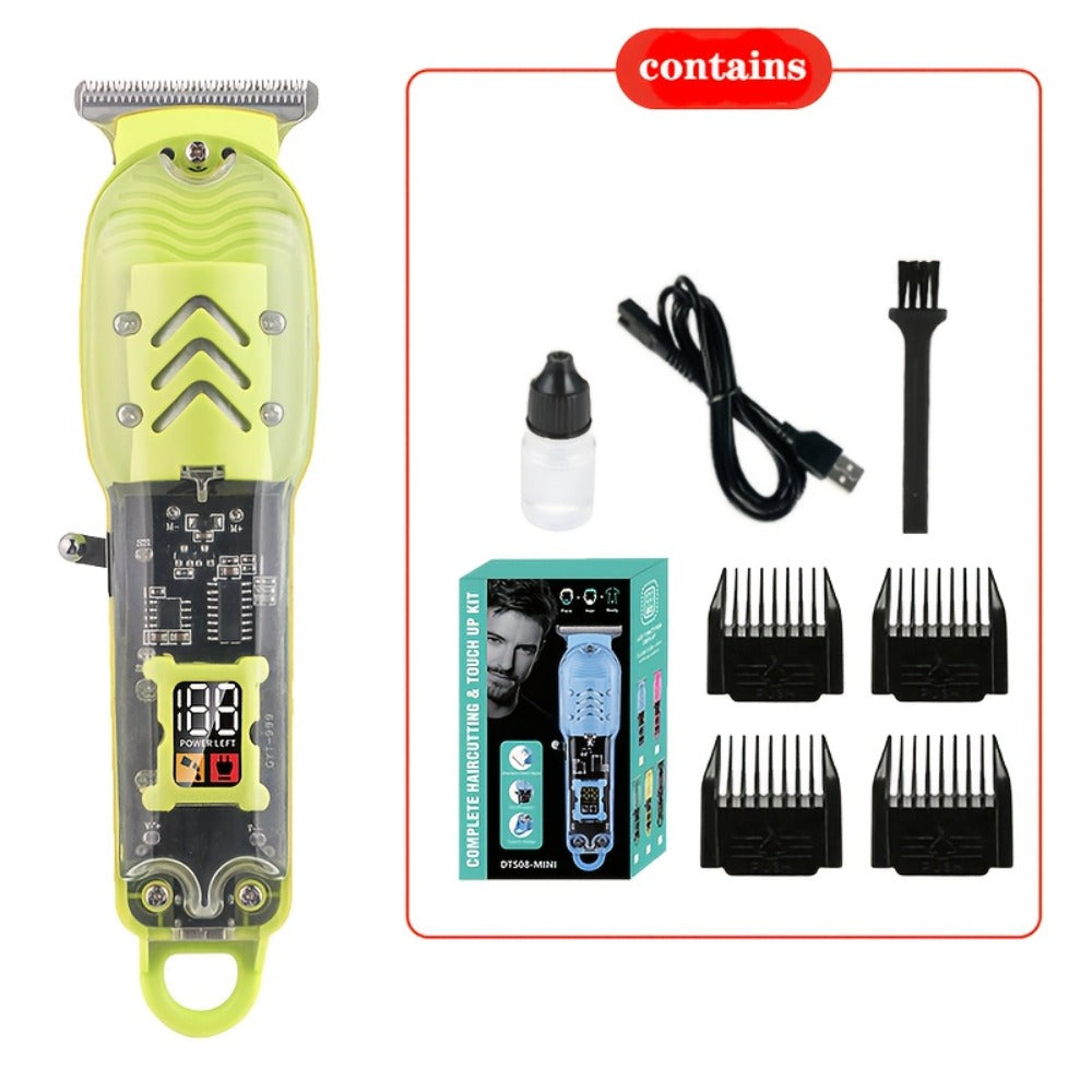 Rechargeable Professional Electric Hair Clipper, Transparent Shell Shaped Hair Trimmer, Portable Haircut Kit for Men Women Salon, with LED Display Screen