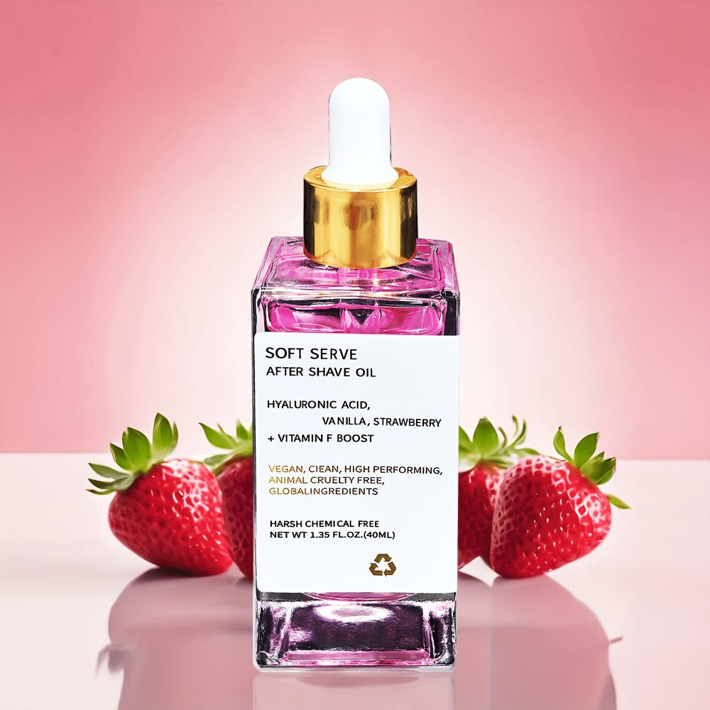 Mustache Oil Strawberry Vanilla Scent 2-Pack 1.35oz Each - After Shave Oil for Men Beard Softener Moisturizer Hypoallergenic Glycerin Enriched Unisex Skin Soothing Grooming Oil