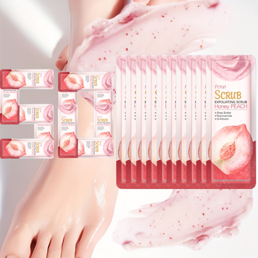 X50pcs Peach Scrub for Feet Body Skin, Gentle Cleansing Moisturizing Smooth And Nourish Skin, Portable for Traveling Holiday Gift for Mother Father Best Friend Christmas Day