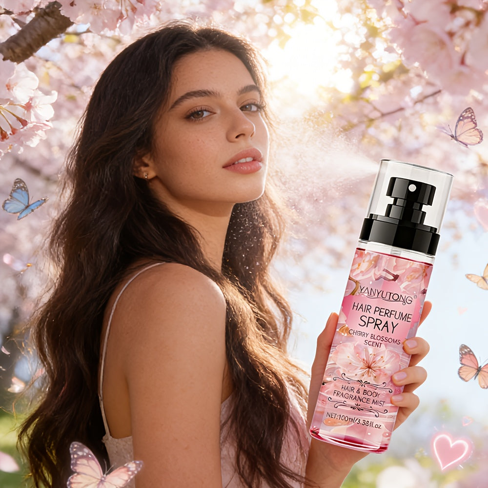 24-Hour Cherry Blossom Scent Hair Perfume Mist | Long-Lasting No-Wash Aromatic Hairspray, Lightweight Non-Greasy Formula for Dates & Daily Use, Portable Styling Spray, Date-Night Essential, Charm-Boosting Dry Shampoo, Perfect Gift for Her