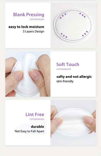 Makeup Remover Pads 600 Count Soft Hypoallergenic Lint-Free Cotton Rounds - 360° Locking Edge Unscented Absorbent Disposable Face Pads for Makeup Removal Toner Skincare Women