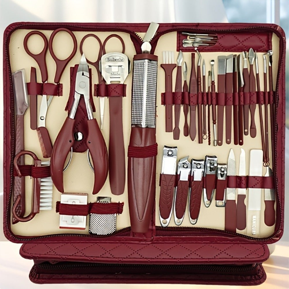 Professional Nail Pedicure Kit 42PCS Stainless Steel Nail Scissors Cuticle Nipper Ingrown Toenail Tools - Portable Travel Case Manicure Pedicure Set