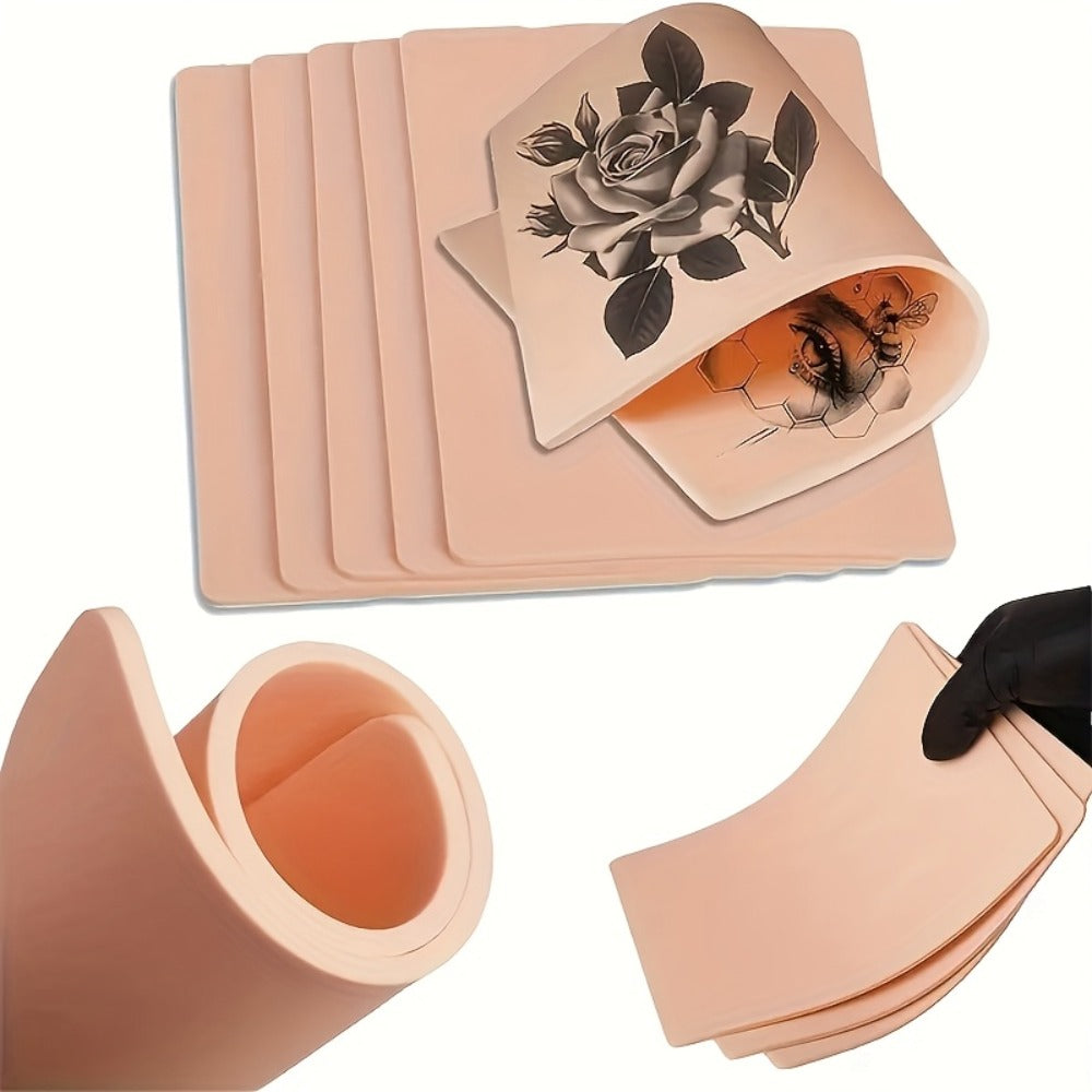 Tattoo Practice Skin Silicone — Double-Sided Flexible Fake Skin, 1mm Thickness, Simulates Real Skin Curvature, for Tattoo Artists & Beginners, Eyebrows & Lips PMU Training