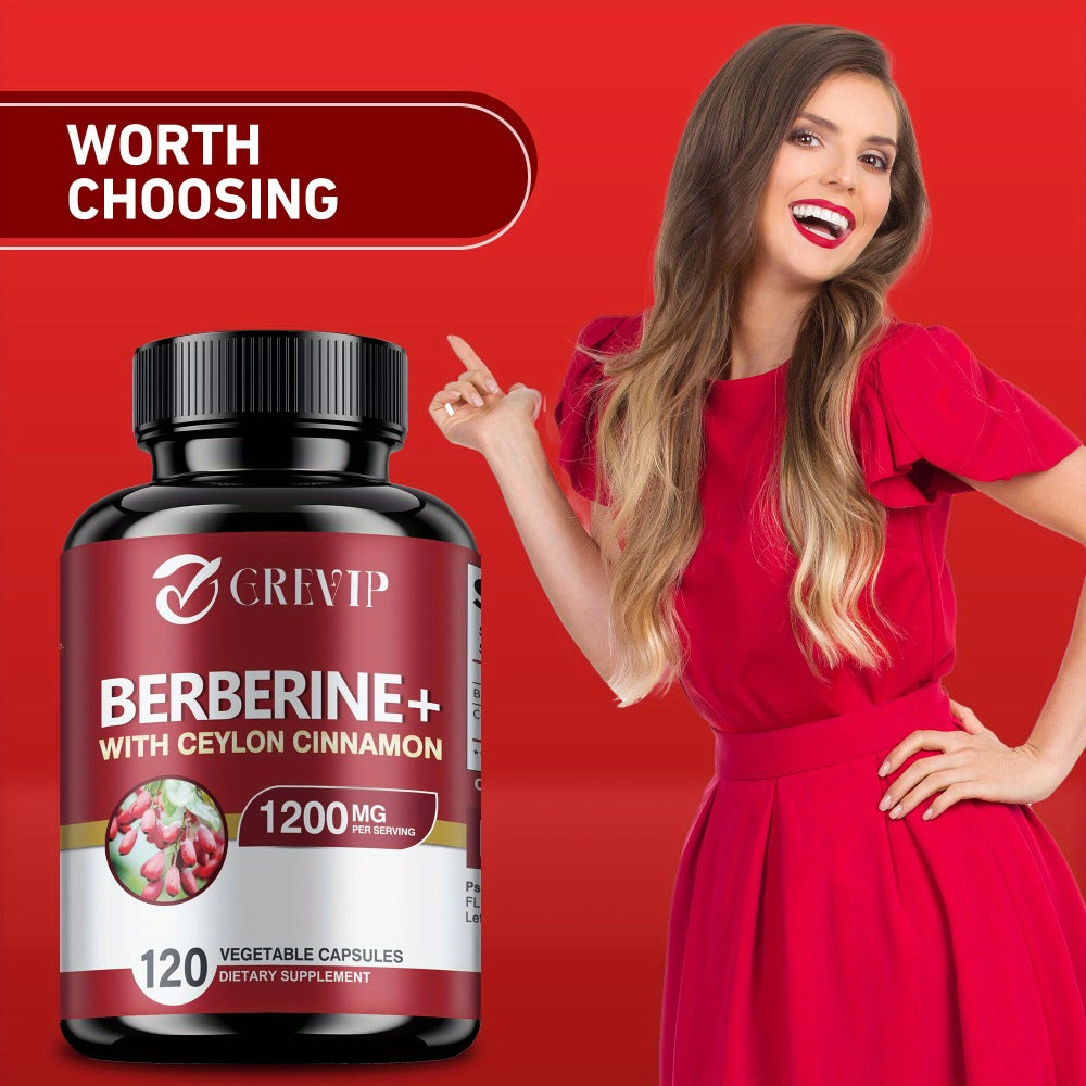 [Berberine + Ceylon Cinnamon] Berberine + Ceylon Cinnamon - Support Healthy Cholesterol Levels, Heart Health, Berberine HCI Dietary Supplement - 120pcs