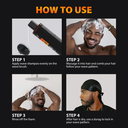 Biotin Wave Shampoo & Pomade 2-in-1 for Men - 360 Wave Deep Cleansing Conditioning Hair Product - Strengthens Hair, Defines Waves with Glycerin Formula, 200ml