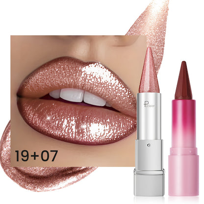 Metallic & Matte Lipstick Set 2pcs — Highly Pigmented Waterproof Pointed-Tip & Shimmer Lip Color Combo, Long-Lasting Beauty Gift for Women