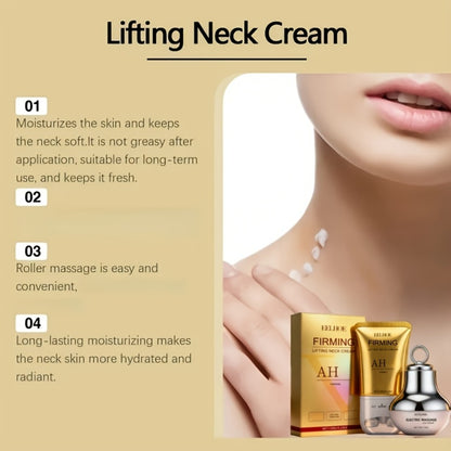 Eye Cream & Neck Firming Roller Cream Kit – Instant Tightening with Coffee Seed Extract & Hyaluronic Acid, Fast-Dry Anti-Aging Skincare Set, 2 Pieces