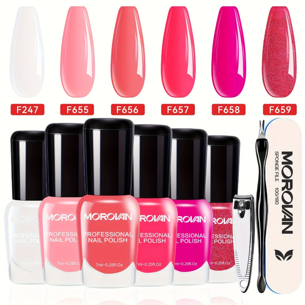 Morovan Nail Polish Set Fingernail: Lilac Purple Nude Pink Quick Dry Nail Polish Kit Lavender Violets Regular Nail Polish Bulk 0.25oz Finger Nail Polish Pack Classy Nail Polish Gifts for Women