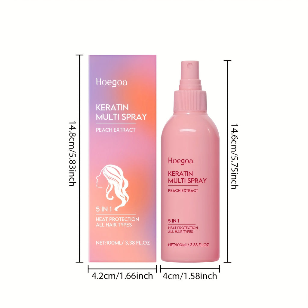 Set of 2 Fruity Peach Leave-In Conditioner Spray, Ideal for Styling Normal Hair with a Fluffy Look, Provides Hydration And Moisture, Lasting Scent, Heat-Resistant And No Rinse Required. Perfect Gifts for Valentine'S Day