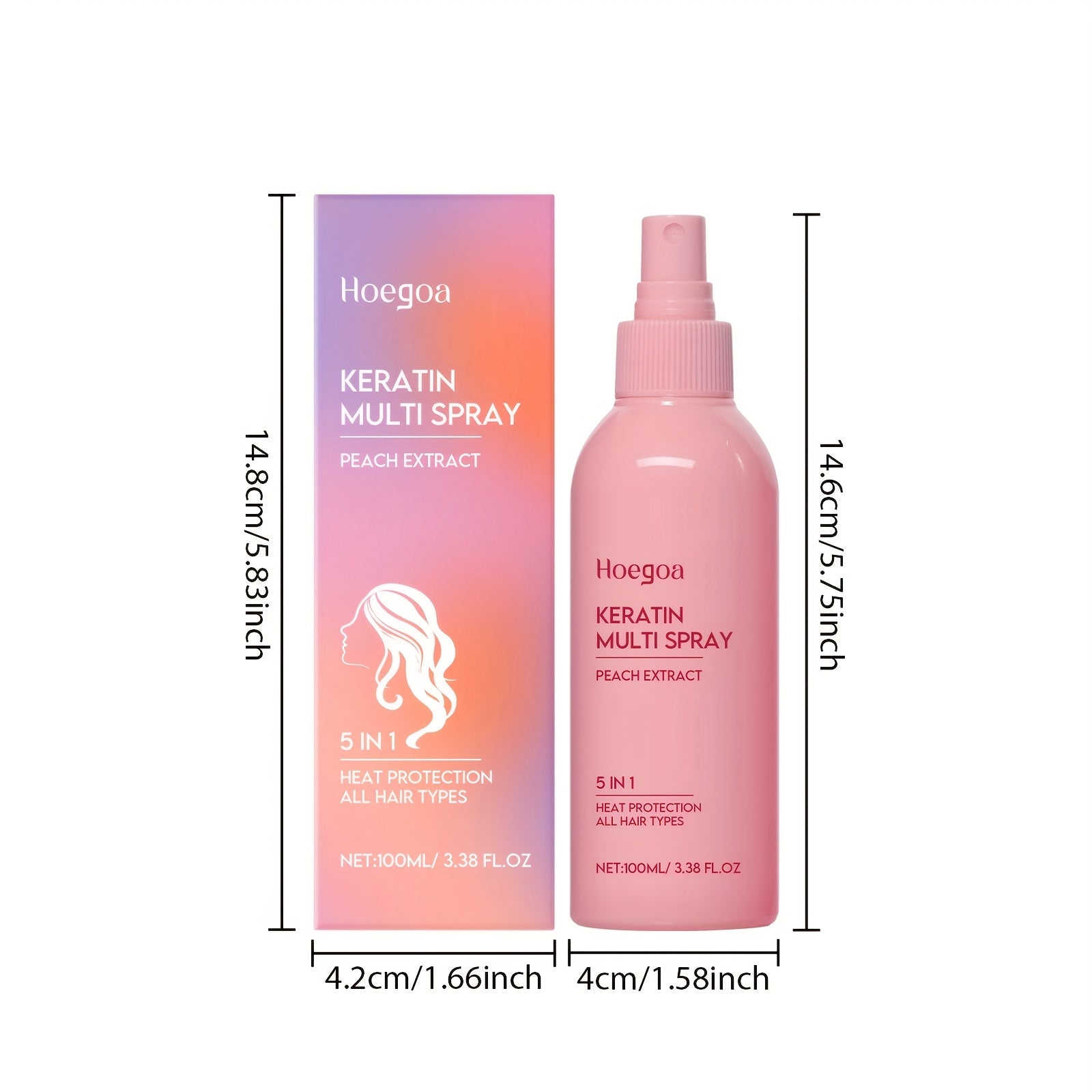 Set of 2 Fruity Peach Leave-In Conditioner Spray, Ideal for Styling Normal Hair with a Fluffy Look, Provides Hydration And Moisture, Lasting Scent, Heat-Resistant And No Rinse Required. Perfect Gifts for Valentine'S Day