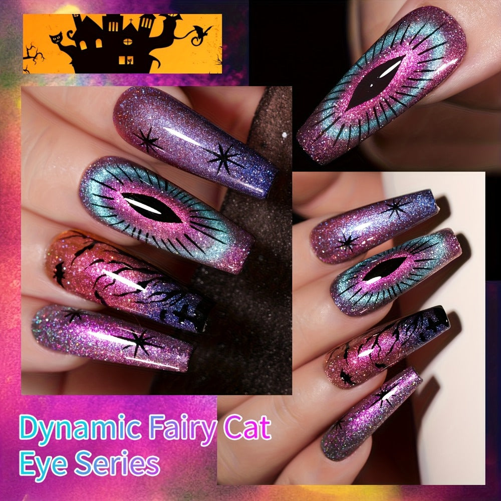 Cat Eye Nail Polish Set 6Colors 0.51oz Reflective Cat'S Eye Nail Gel Soaking LED Gel Salon Female Nail Art Tools Fashion Holographic Nail Art