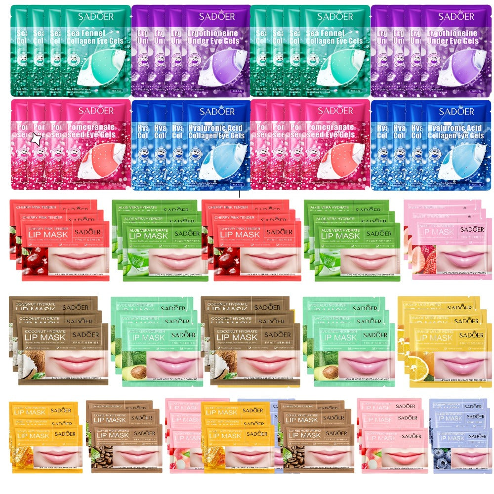 62pcs Lip Mask And Eye Mask Mixed Travel Suit, Moisturizing And Not Greasy In Autumn And Winter, Traveling On Business Trips, Easy to Carry, Travel Suit, A Must-have for Women's Travel