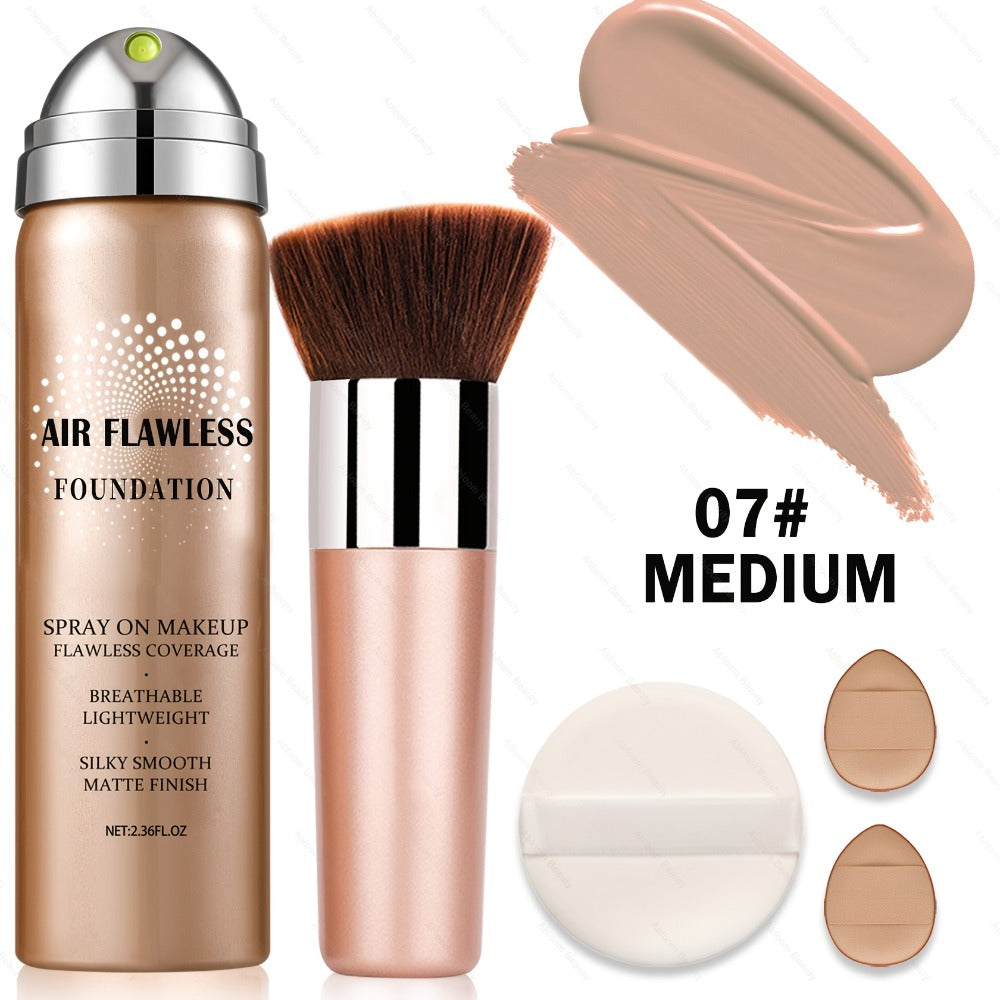 Liquid Foundation Spray - Silky Mist Magic Minerals Formula, Flawless Full Coverage Setting Spray Foundation for Mature & All Skin Types | 8 Shades from Natural to Tan | Lightweight Matte Finish