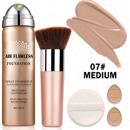 Liquid Foundation Spray - Silky Mist Magic Minerals Formula, Flawless Full Coverage Setting Spray Foundation for Mature & All Skin Types | 8 Shades from Natural to Tan | Lightweight Matte Finish