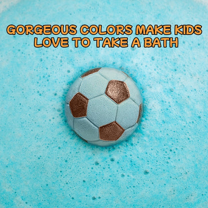 Bath Bombs Gift Set 9pcs Soccer Ball Shaped Fizzy Bath Balls with Surprise Toys Inside Lavender Scent Handmade Effervescent Spa Bombs Birthday Holiday Party Gift for Kids Boys Girls