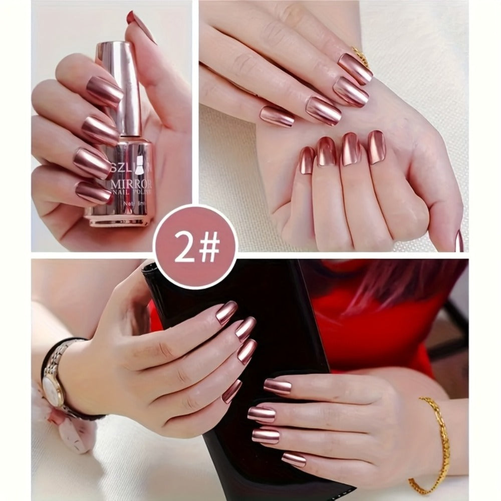 Metallic Nail Polish Set 12PCS Mirror Chrome 3D Effect Nail Art Colors - Built-in Fine Brush Metal Paint for Salon DIY Nail Design Manicure Gift