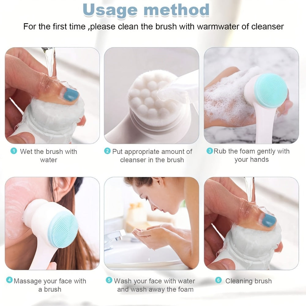 7pcs Facial Cleansing Set, Deep Cleansing Beauty SpaMask Brush Set, Soft Velvet Headband, Hair Tie Set, GentleScrub Brush, Detailing Facial Brush, Portable SkinCare Tool with Wash Bag for Women