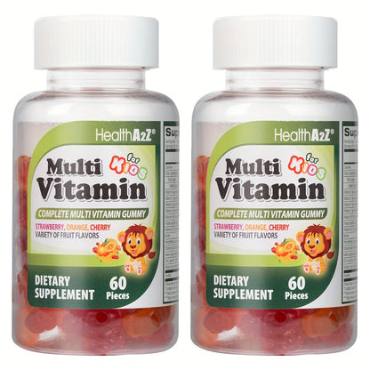 Kids Multivitamin Gummies 60ct with D3, Vitamins A, C, E, B6, B12, Folic Acid, Zinc & Choline for Brain, Eye, Bone & Immune Support, Appetite Boost & Healthy Growth for Children