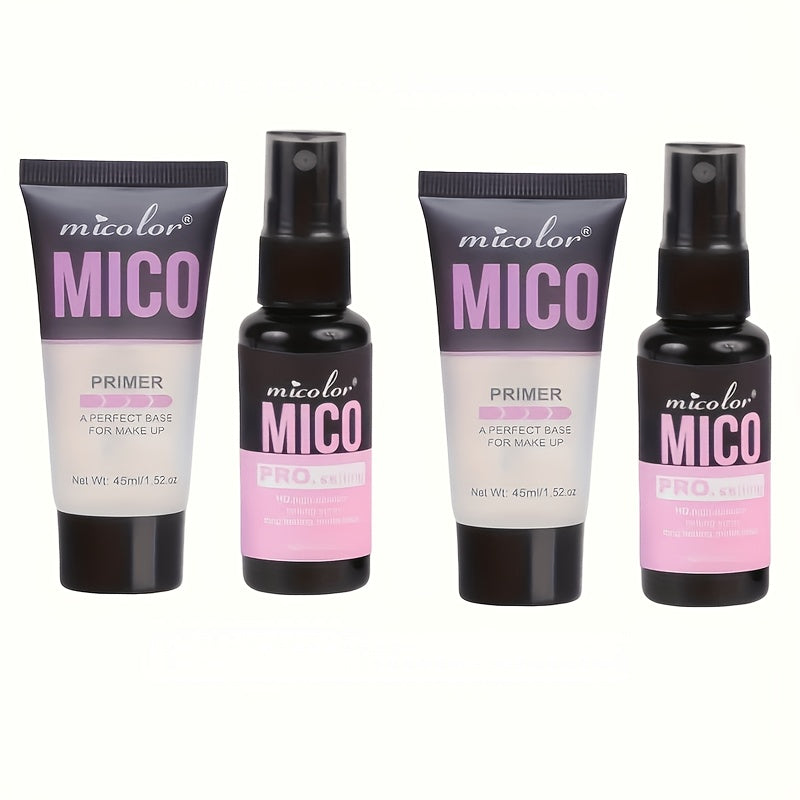 [Ideal Gift for Easter] 2/4-Pack MICO Makeup Base & HD Long-Lasting Finish Duo, Minimizes Pores & Enhances Complexion, Smooth Texture, Lightweight, Under 1fl. Oz Each, Ideal Gift for Easter, Spring & Summer