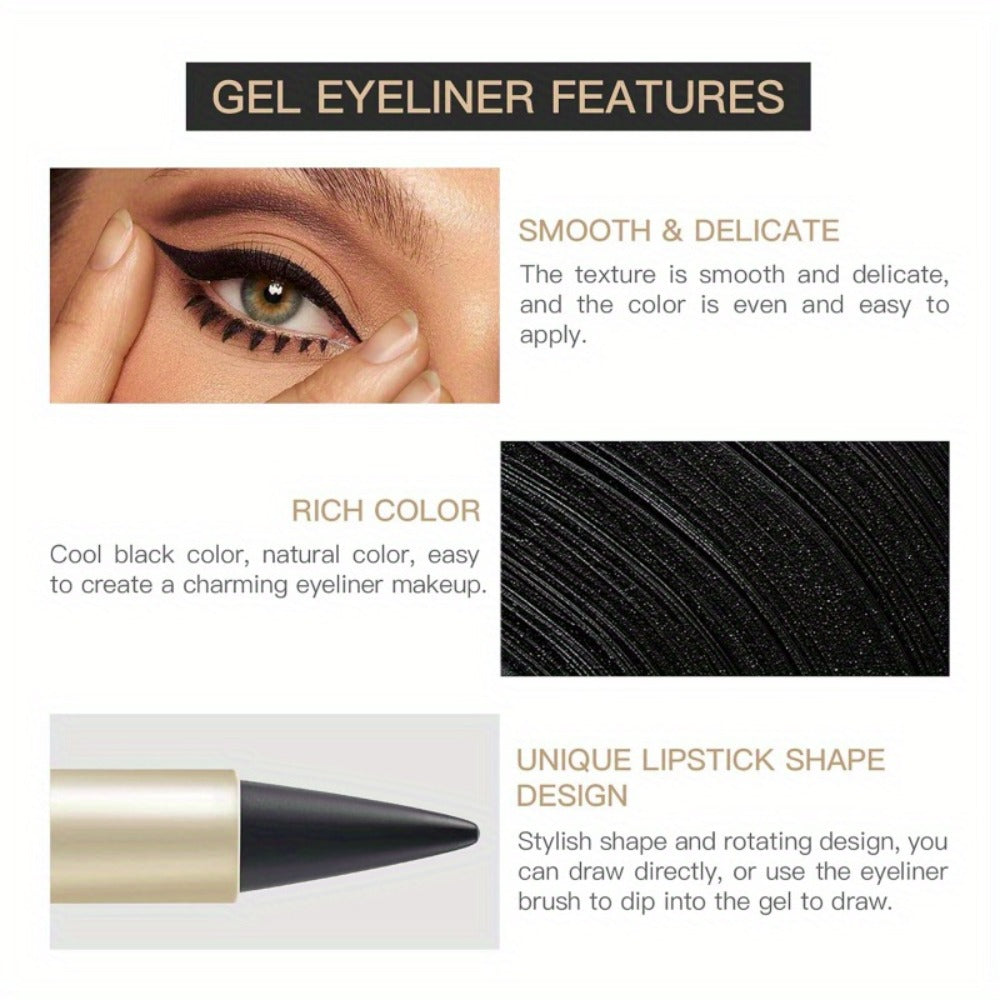 Eyeliner Pencil Set 3pcs Waterproof Black - Long-Lasting Smudge-Proof Matte Eye Liner Precise Single Tip Gentle Formula Sensitive Eyes All Day Wear Women