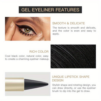 Eyeliner Pencil Set 3pcs Waterproof Black - Long-Lasting Smudge-Proof Matte Eye Liner Precise Single Tip Gentle Formula Sensitive Eyes All Day Wear Women