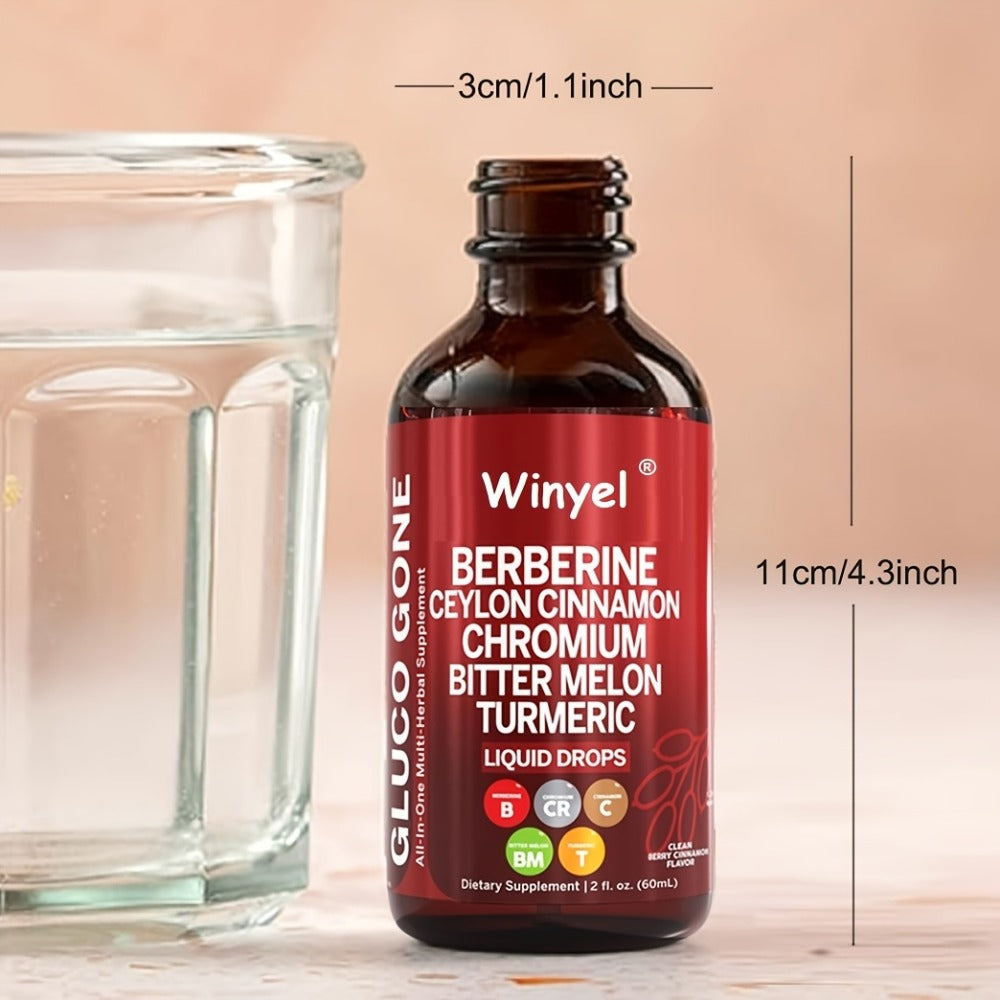 2.03oz Ceylon Cinnamon Berberine Liquid Drops Supplement with Bitter Melon Extract, Glucomannan, Gymnema, Chromium, Turmeric, Panax Ginseng | Vegan Dietary Fiber Supplement | Local Warehouse, Faster Shipping, Food, Family Gift & Halloween