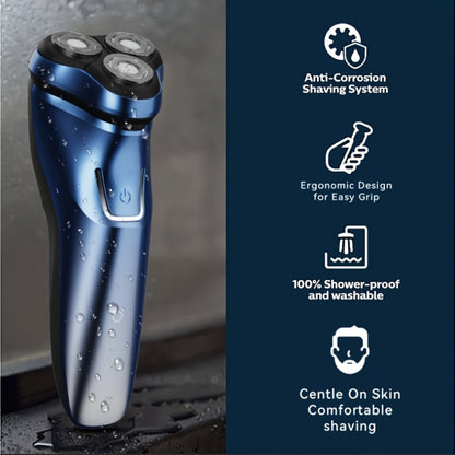 Electric Rotary Shaver for Men – USB Rechargeable Waterproof Cordless with Pop-Up Trimmer, 1-Hour Fast Charge, Stainless Steel Blades, Wet Dry Close Shave, Grooming Gift for Dad Husband Boyfriend