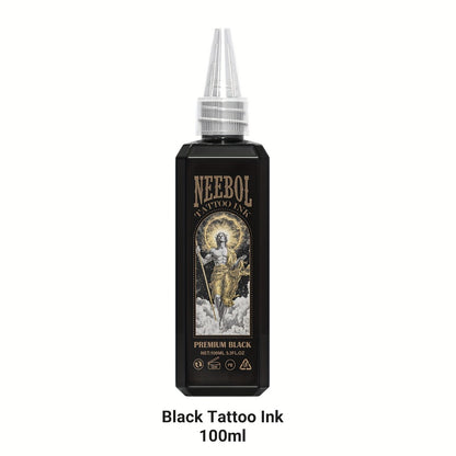 Black Tattoo Ink 3.38oz - Neebol Premium Super Dark Black Tattoo Ink for Outlining Shading & Blending Long Lasting Vibrant Body Art Ink for Tattoo Artists & Beginners