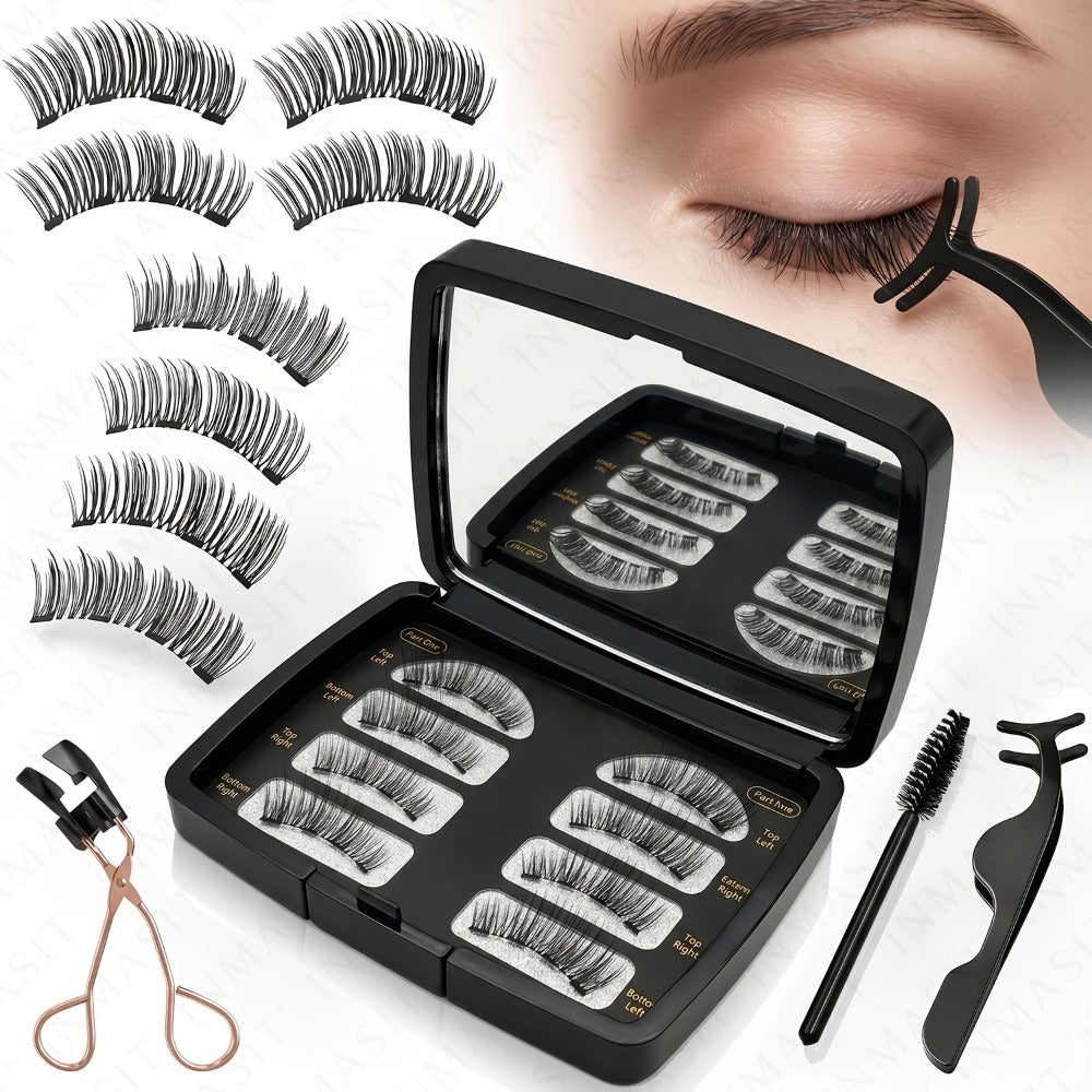 Local Warehouse 8pcs Quantum Magnetic Eyelash Set Makeup Lash Clusters Kit with 2 Styles of Applicators Tweezers And Brush 3D Magnetic False Lashes Beginner-Friendly Natural Set Idea for Daily Makeup Parties And Valentine'S Day Gifts Makeup for Wome