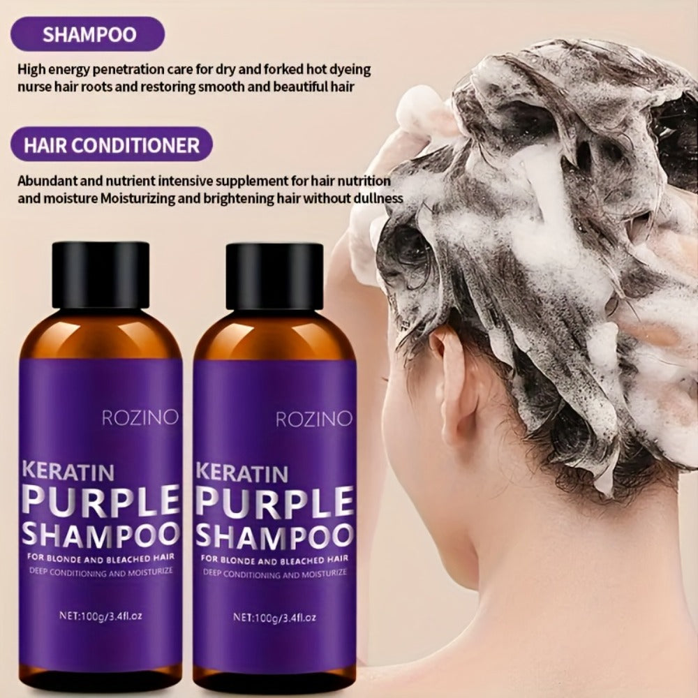 Purple Shampoo and Conditioner Set 2pcs - Toning, Deep Cleansing & Moisturizing for Blonde, Silver & All Hair Types | Strengthens Hair, Prevents Breakage & Split Ends