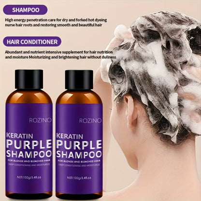 Purple Shampoo and Conditioner Set 2pcs - Toning, Deep Cleansing & Moisturizing for Blonde, Silver & All Hair Types | Strengthens Hair, Prevents Breakage & Split Ends