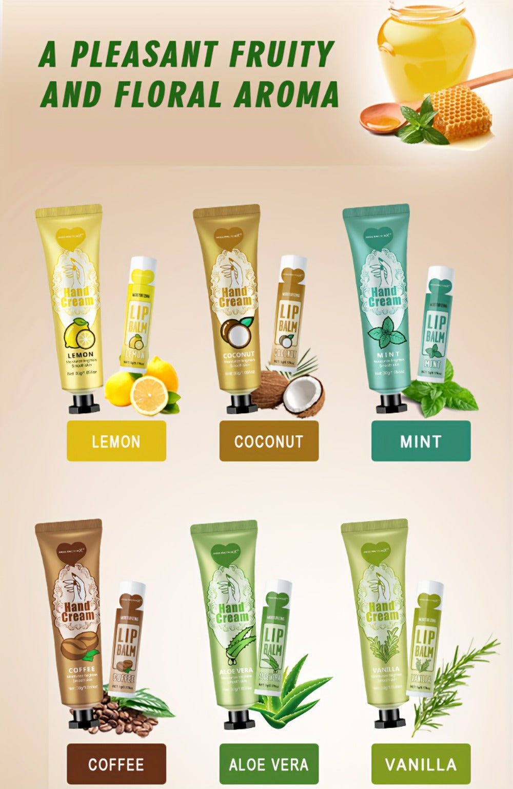 [Ideal Gift] 24pcs MISS FACTORX Hand Cream And Lip Balm Gift Set Moisturizing, Hydrating Formula with Glycerin And Hyaluronic Acid - Includes Thank You Cards And Heart-Shaped Gift Bags - Ideal for Women, Bridal Showers, And Corporate Team Building