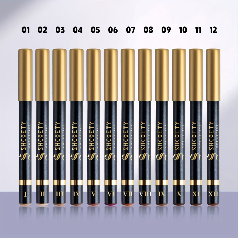 Eyeshadow Pencil Set 12pcs — Matte & Shimmer Thick Stick Foam Eye Shadow Pencils, Multi-Color Blendable Eyeliner Eyeshadow Sticks for Eye Makeup, All-in-One Eye Look