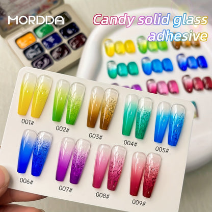 Gel Nail Polish Set 9 Colors Candy Glass Gradient Effect Fall Winter Shades Long-Lasting Durable Nail Art for Salon & Home Manicure Gift