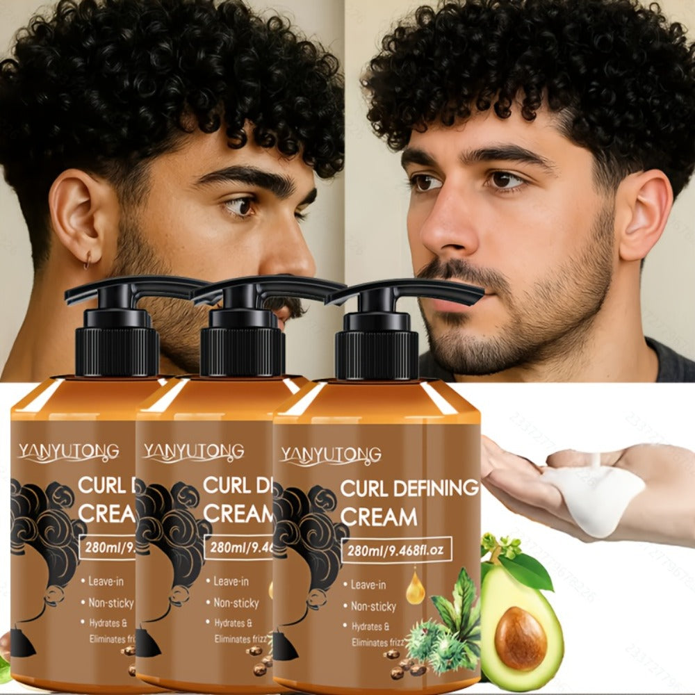 Curl Setting Cream with Castor Oil 280ml - Moisturizing, Long-Lasting Shape & Frizz Control, Non-Greasy Formula for Wavy, Curly & Straight Hair, Adults