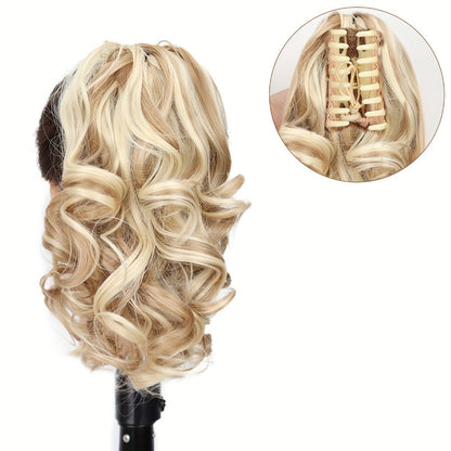 Claw Clip Ponytail Extension 8 Inch Heat Resistant Synthetic Hair for Women Multi Color Dark Gray Black Brown Golden Khaki Daily Casual Halloween