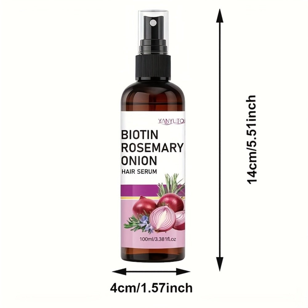 Hair Growth Essence Spray with Biotin & Rosemary — Strengthening Treatment for Damaged & Fragile Hair, Onion Extract, Reduces Breakage & Frizz, Enhances Shine & Scalp Health, All Hair Types, 100ml