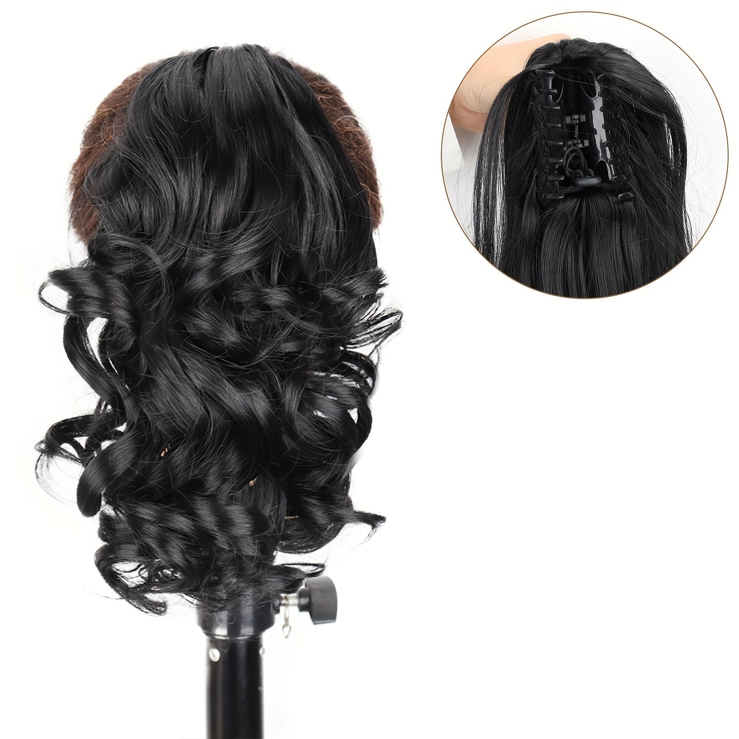 Claw Clip Ponytail Extension 8 Inch Heat Resistant Synthetic Hair for Women Multi Color Dark Gray Black Brown Golden Khaki Daily Casual Halloween